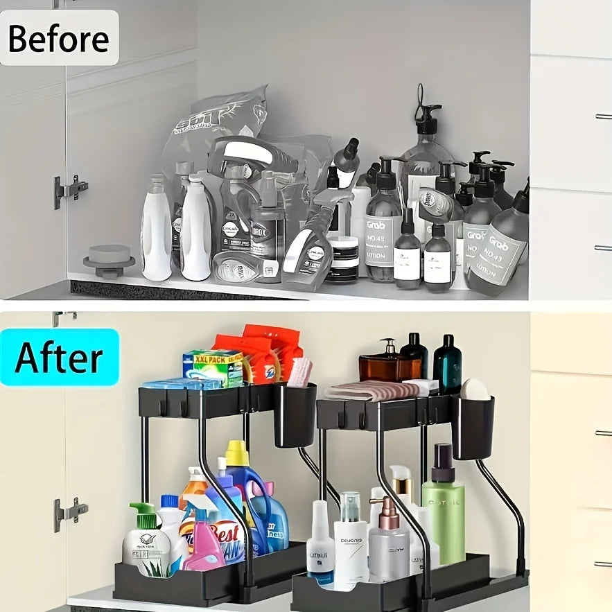 Under-Sink Organizer with Pull-Out Drawers – 2-Tier Cabinet Storage