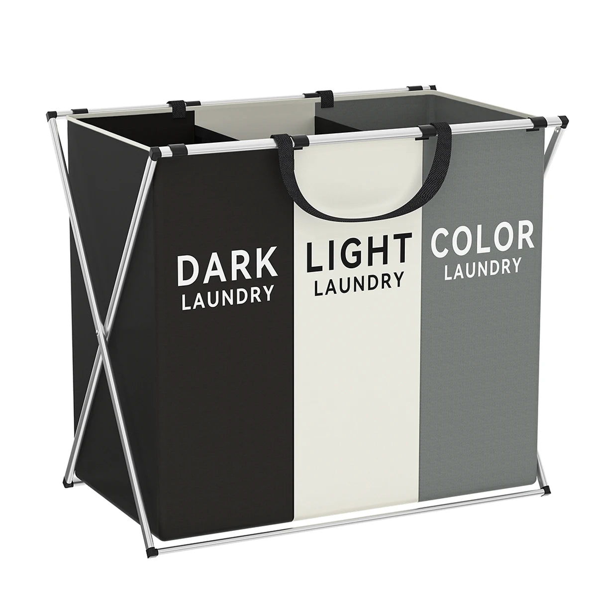 Foldable 3-Section Laundry Hamper – Pre-Sort Darks, Lights & Colors