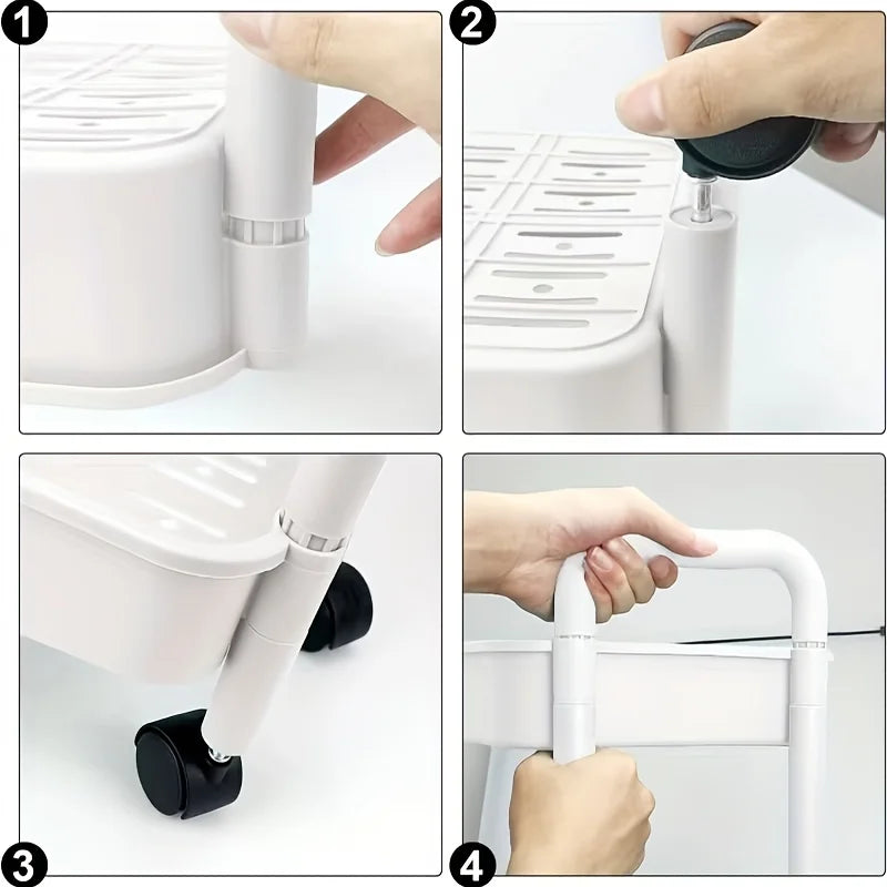 3-Tier Rolling Storage Cart – Bathroom, Kitchen & Office Organizer on Wheels