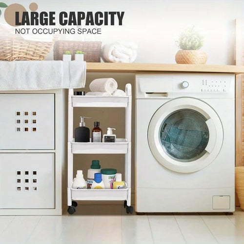 3-Tier Rolling Storage Cart – Bathroom, Kitchen & Office Organizer on Wheels