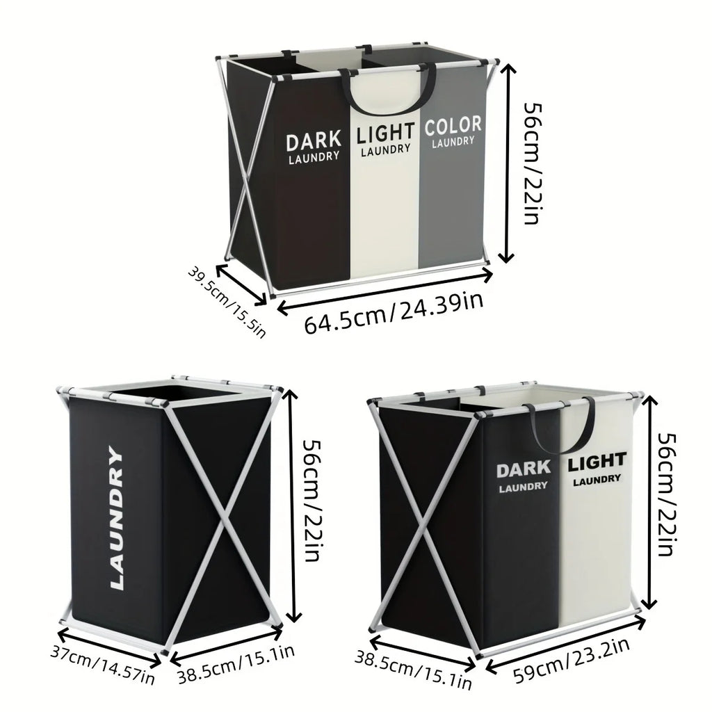 Foldable 3-Section Laundry Hamper – Pre-Sort Darks, Lights & Colors