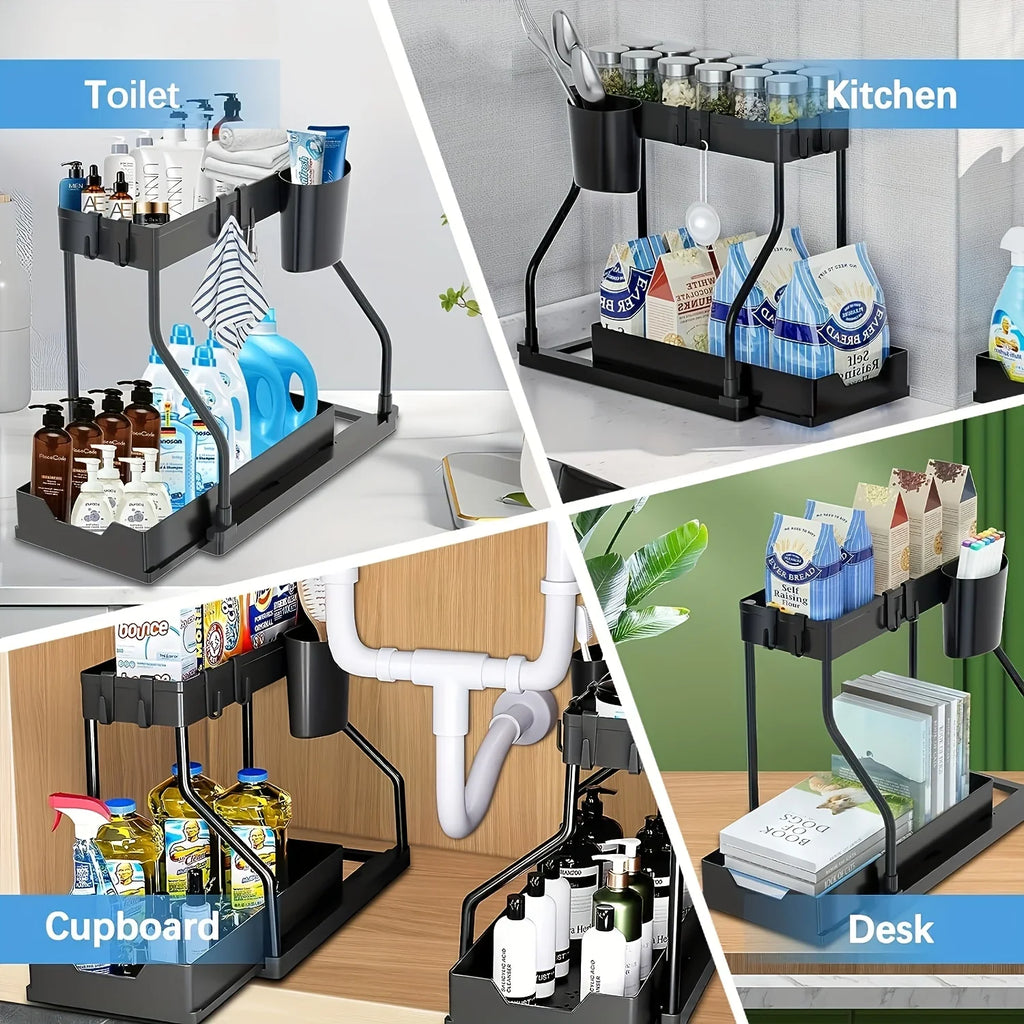 Under-Sink Organizer with Pull-Out Drawers – 2-Tier Cabinet Storage