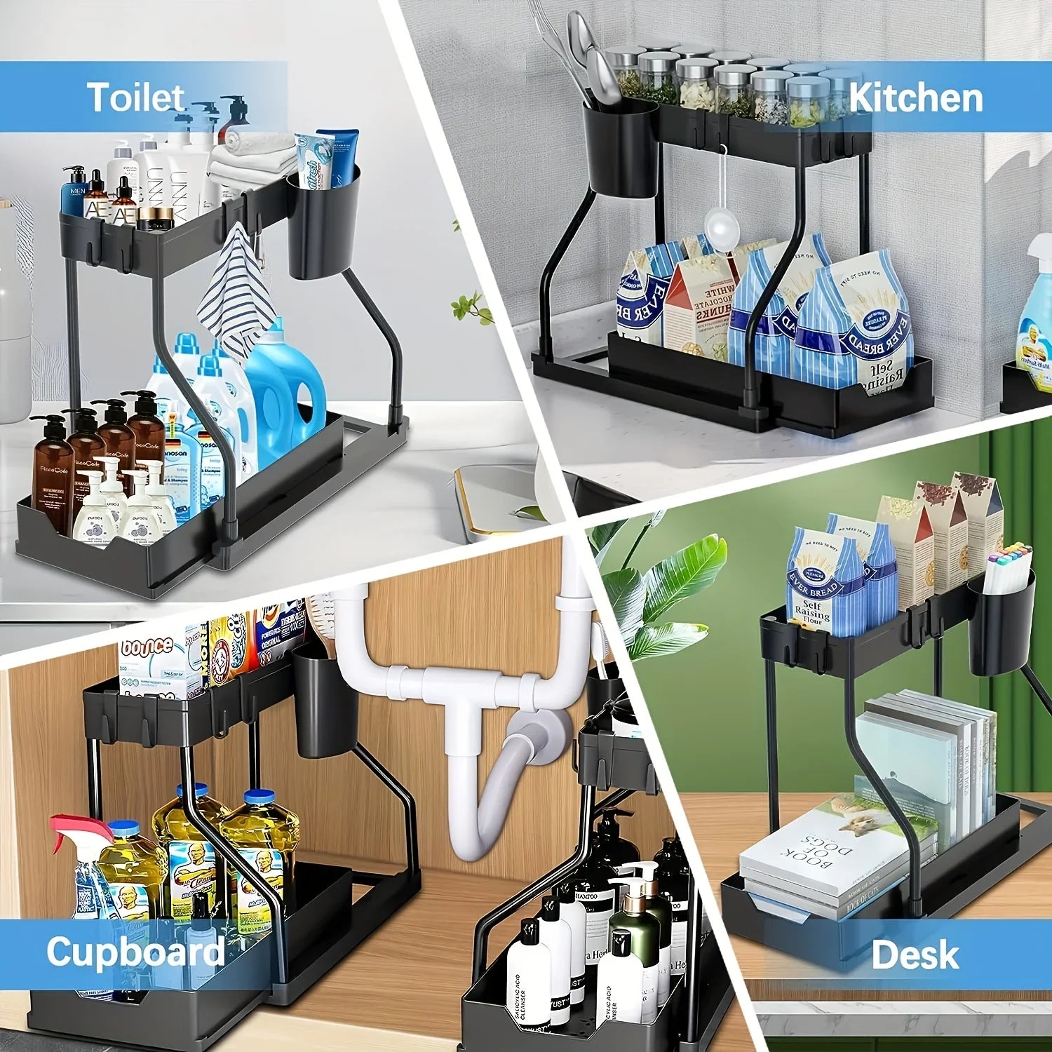 Under-Sink Organizer with Pull-Out Drawers – 2-Tier Cabinet Storage