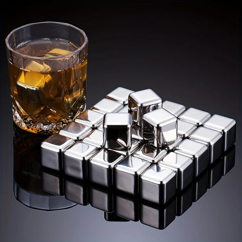 Stainless Steel Whiskey Chilling Cubes – Keep Drinks Cold Without Diluting