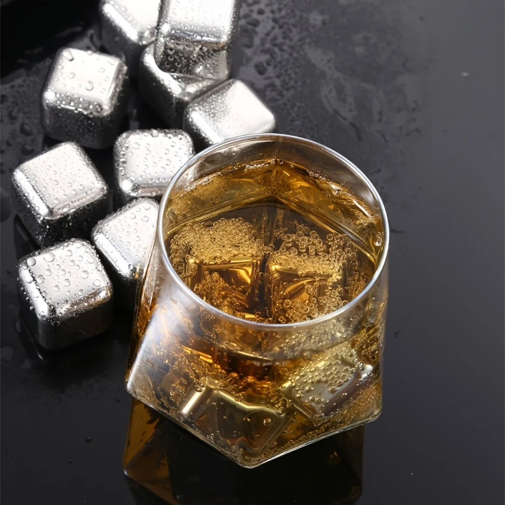 Stainless Steel Whiskey Chilling Cubes – Keep Drinks Cold Without Diluting