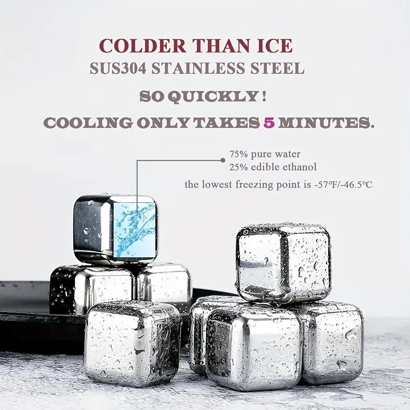 Stainless Steel Whiskey Chilling Cubes – Keep Drinks Cold Without Diluting
