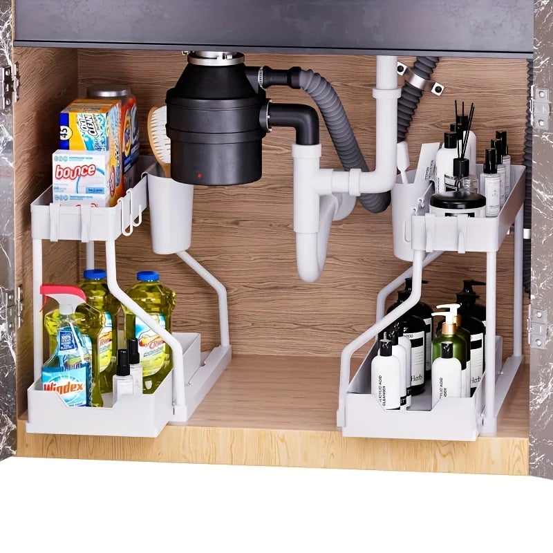 Under-Sink Organizer with Pull-Out Drawers – 2-Tier Cabinet Storage