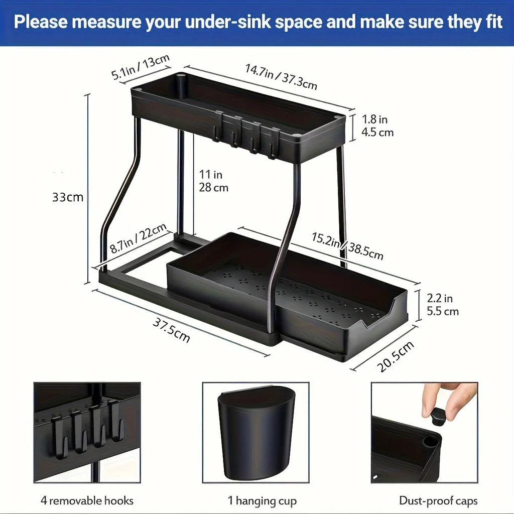 Under-Sink Organizer with Pull-Out Drawers – 2-Tier Cabinet Storage