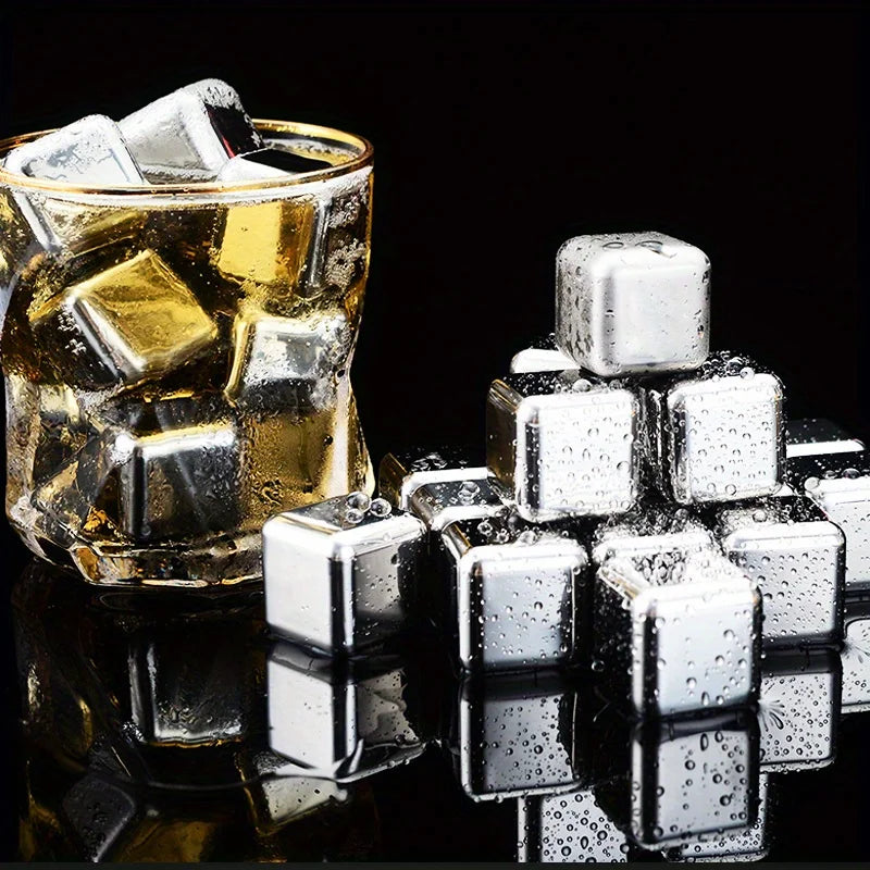 Stainless Steel Whiskey Chilling Cubes – Keep Drinks Cold Without Diluting