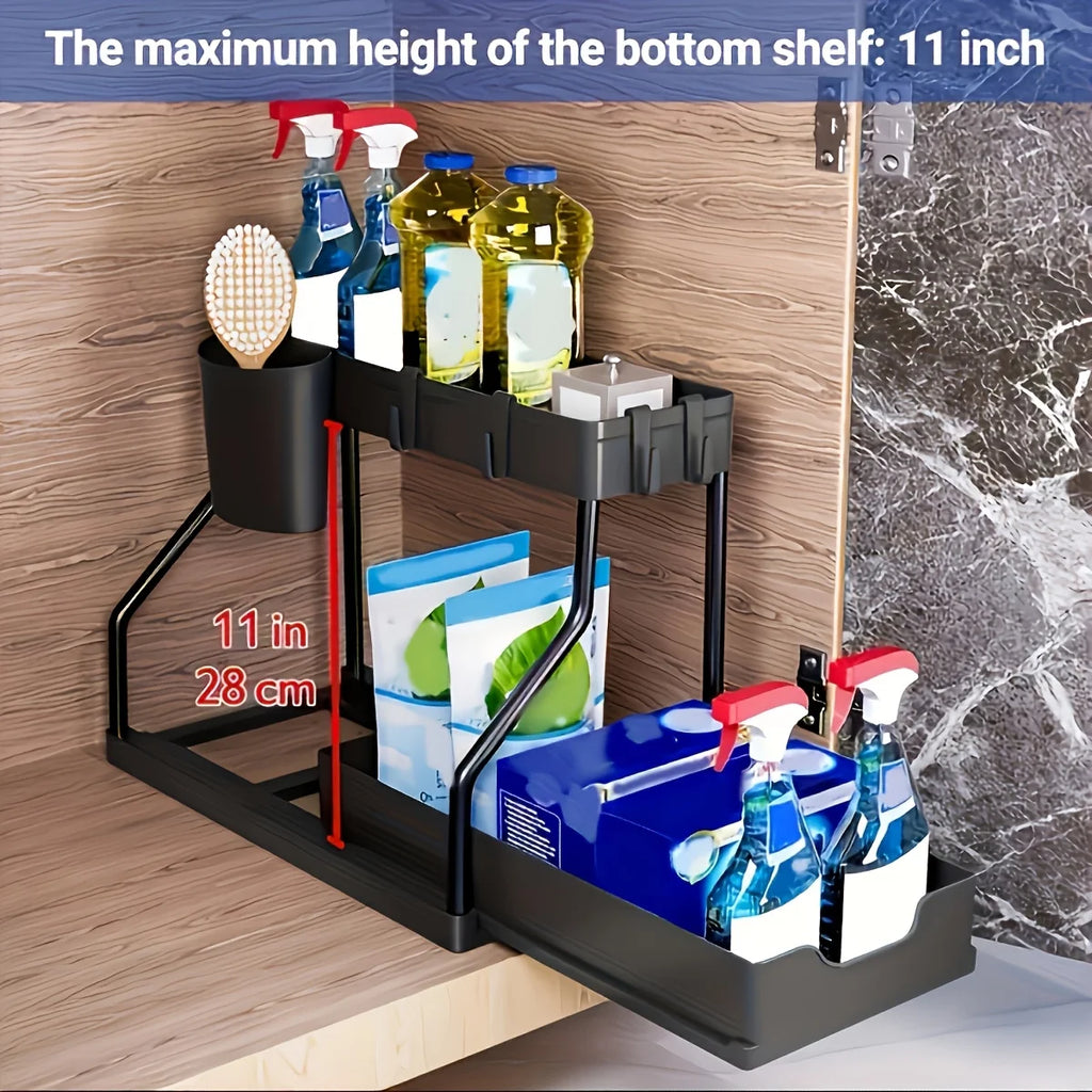 Under-Sink Organizer with Pull-Out Drawers – 2-Tier Cabinet Storage