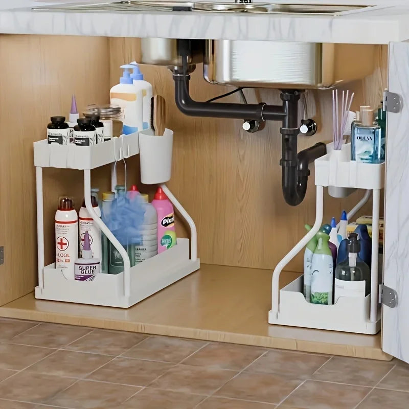 Under-Sink Organizer with Pull-Out Drawers – 2-Tier Cabinet Storage